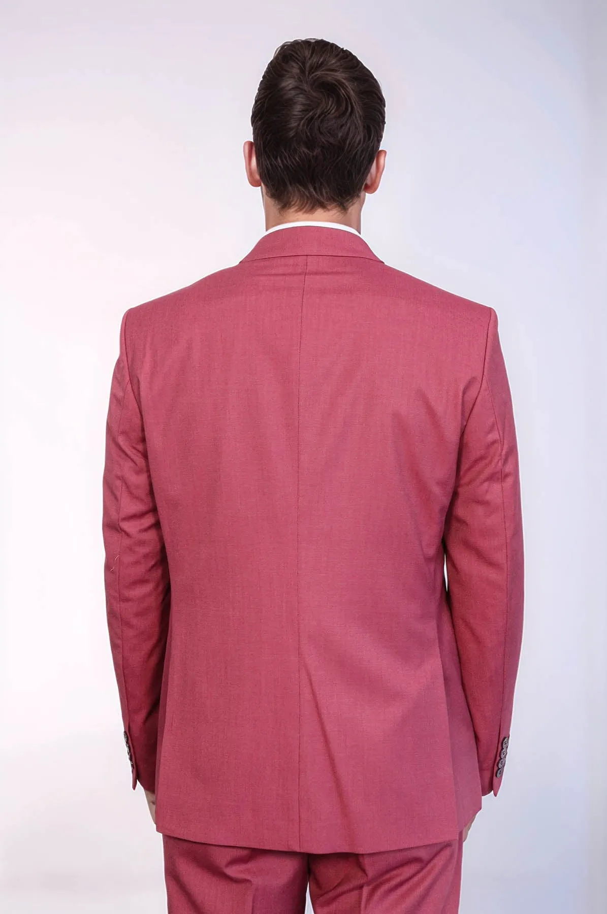 2 Piece Patterned Slim Fit Magenta Men Suit - Wessi