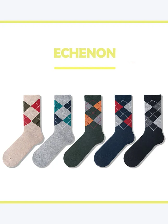5 Pack Men's Textured Retro Calf Sock