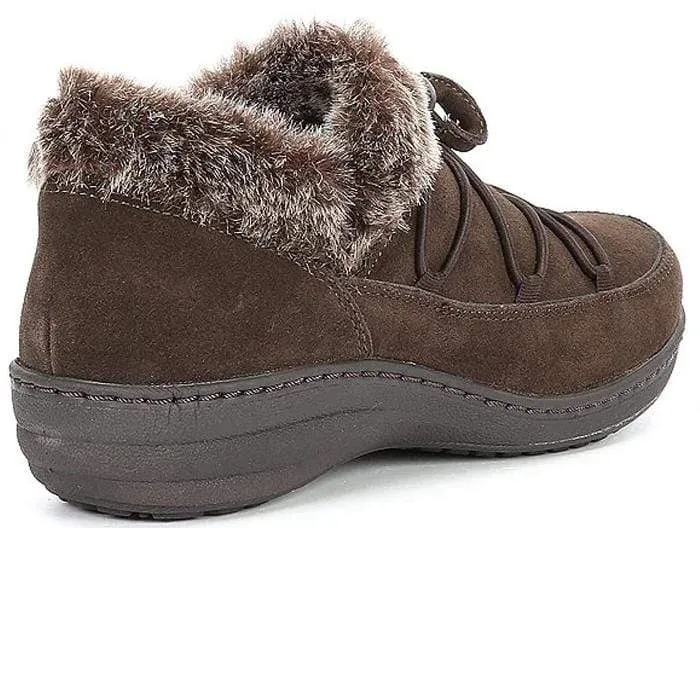 Aetrex Women's Chrissy Furry Slip On Boots- Espresso