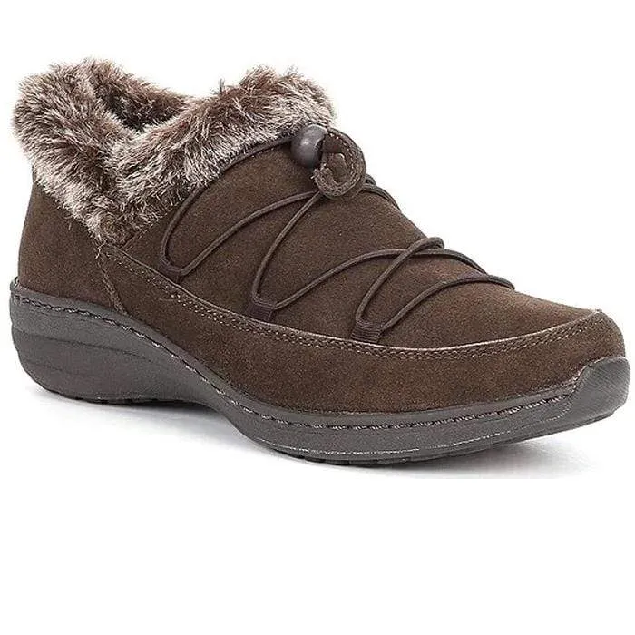 Aetrex Women's Chrissy Furry Slip On Boots- Espresso