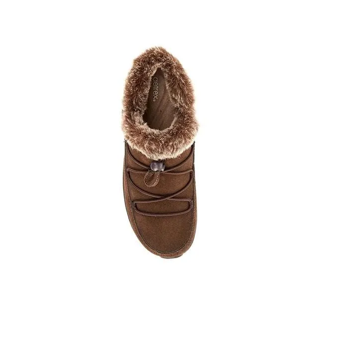 Aetrex Women's Chrissy Furry Slip On Boots- Espresso