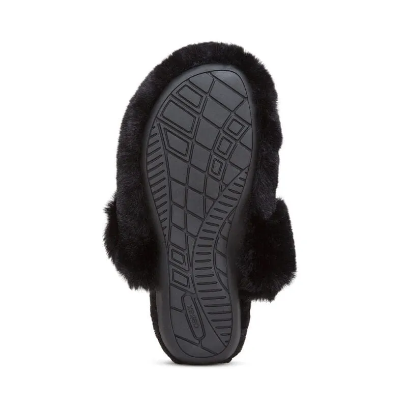 Aetrex Women's Misty Furry Slippers- Black
