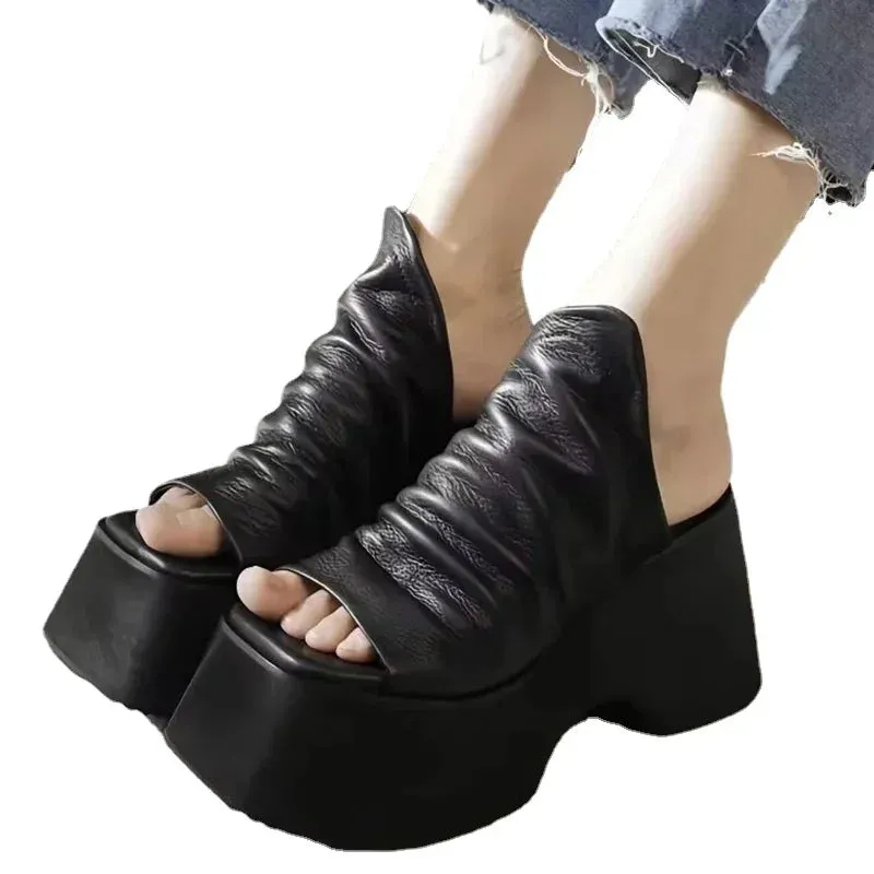 binfenxie  -  New Summer Chunky Platform Women Open Toe Slippers High Heels Shoes Sandals Flip Flops Sexy Pumps Slides Zapatillas Mujer