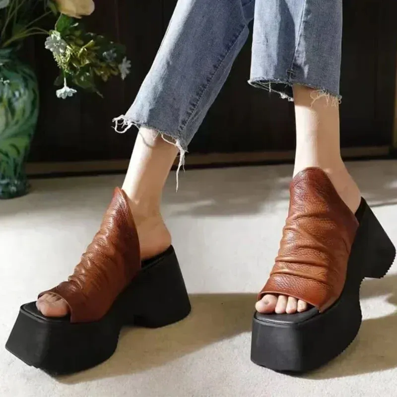 binfenxie  -  New Summer Chunky Platform Women Open Toe Slippers High Heels Shoes Sandals Flip Flops Sexy Pumps Slides Zapatillas Mujer