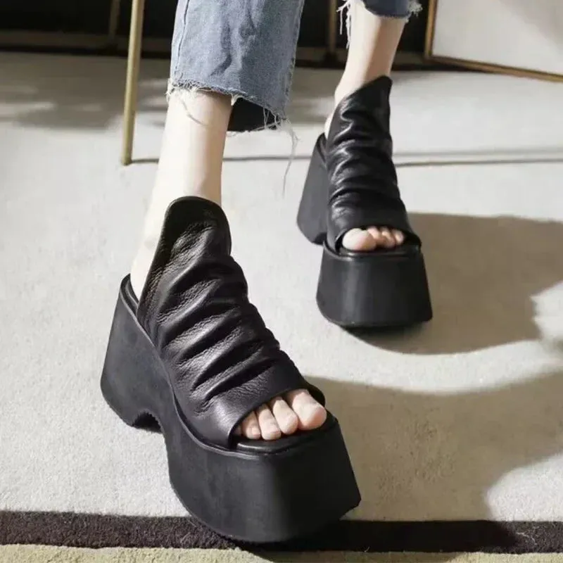 binfenxie  -  New Summer Chunky Platform Women Open Toe Slippers High Heels Shoes Sandals Flip Flops Sexy Pumps Slides Zapatillas Mujer