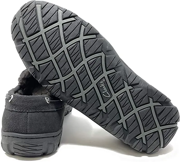Clarks Venetian Grey Suede Suede Moccasin Slippers Furry Lined Loafers