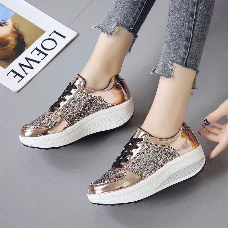 Cuzcare Women Orthopedic Rhinestones Slip-on Walking Shoes