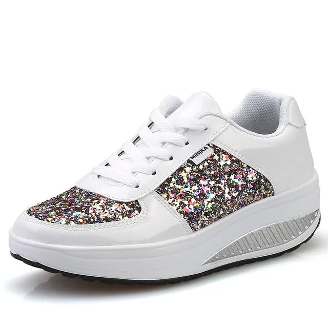 Cuzcare Women Orthopedic Rhinestones Slip-on Walking Shoes
