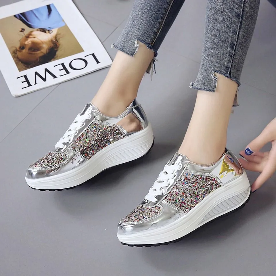 Cuzcare Women Orthopedic Rhinestones Slip-on Walking Shoes
