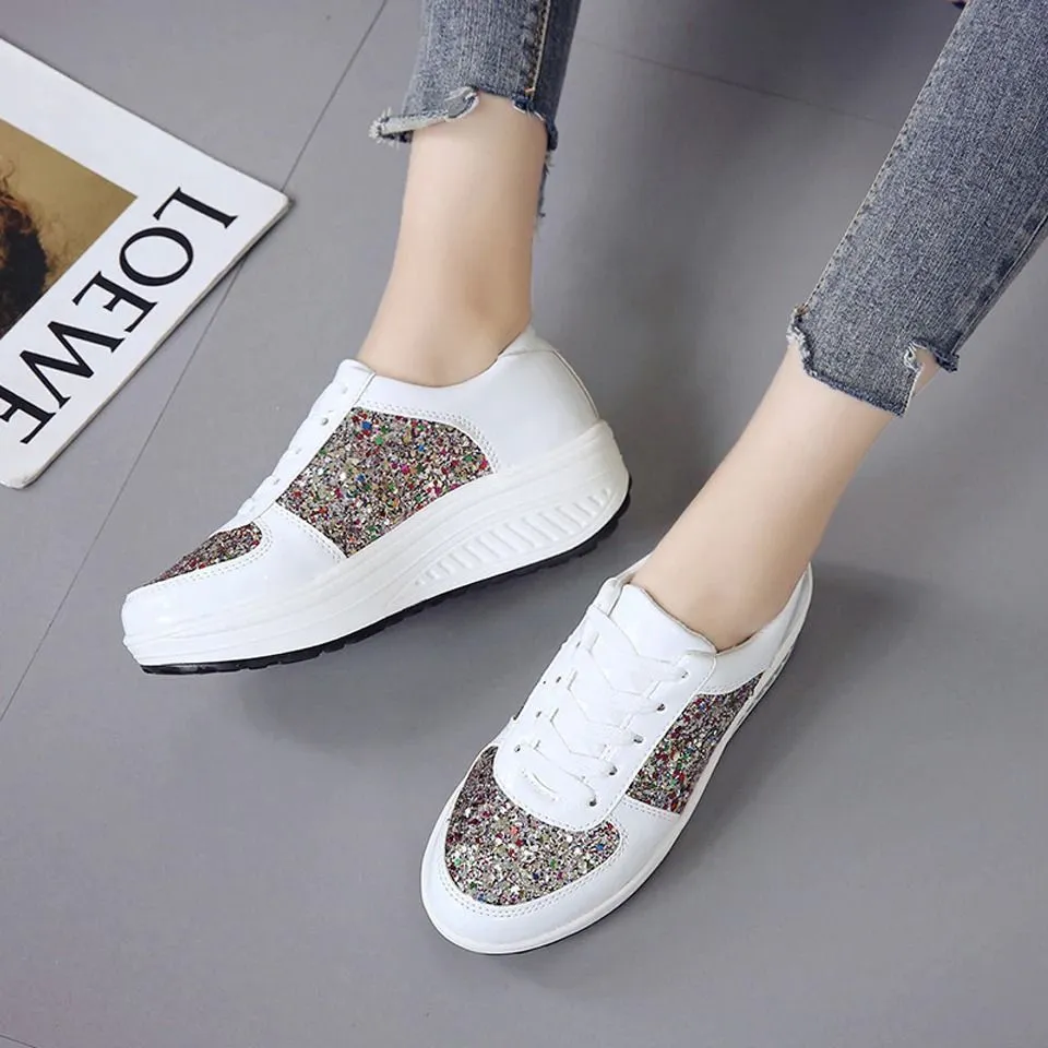 Cuzcare Women Orthopedic Rhinestones Slip-on Walking Shoes
