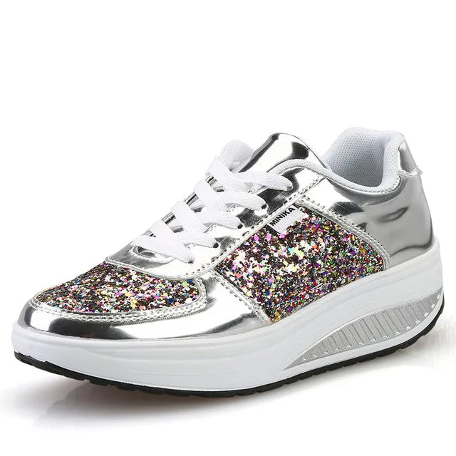 Cuzcare Women Orthopedic Rhinestones Slip-on Walking Shoes