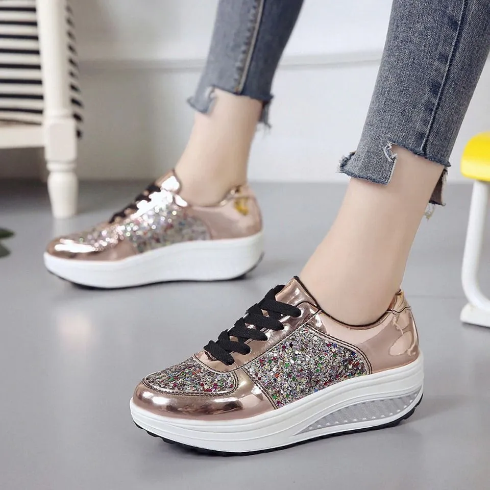 Cuzcare Women Orthopedic Rhinestones Slip-on Walking Shoes