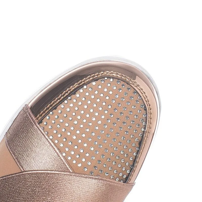 Cuzcare Women Orthopedic Rhinestones Slip-on Walking Shoes