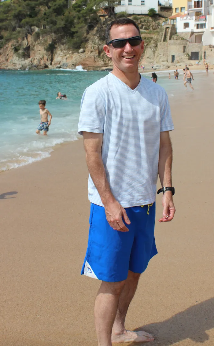 DryFins Men's Swim Trunks with Compression Liner in Classic Blue