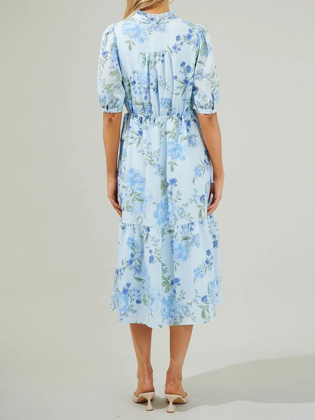 Dusty Floss Floral Pleated Midi Dress