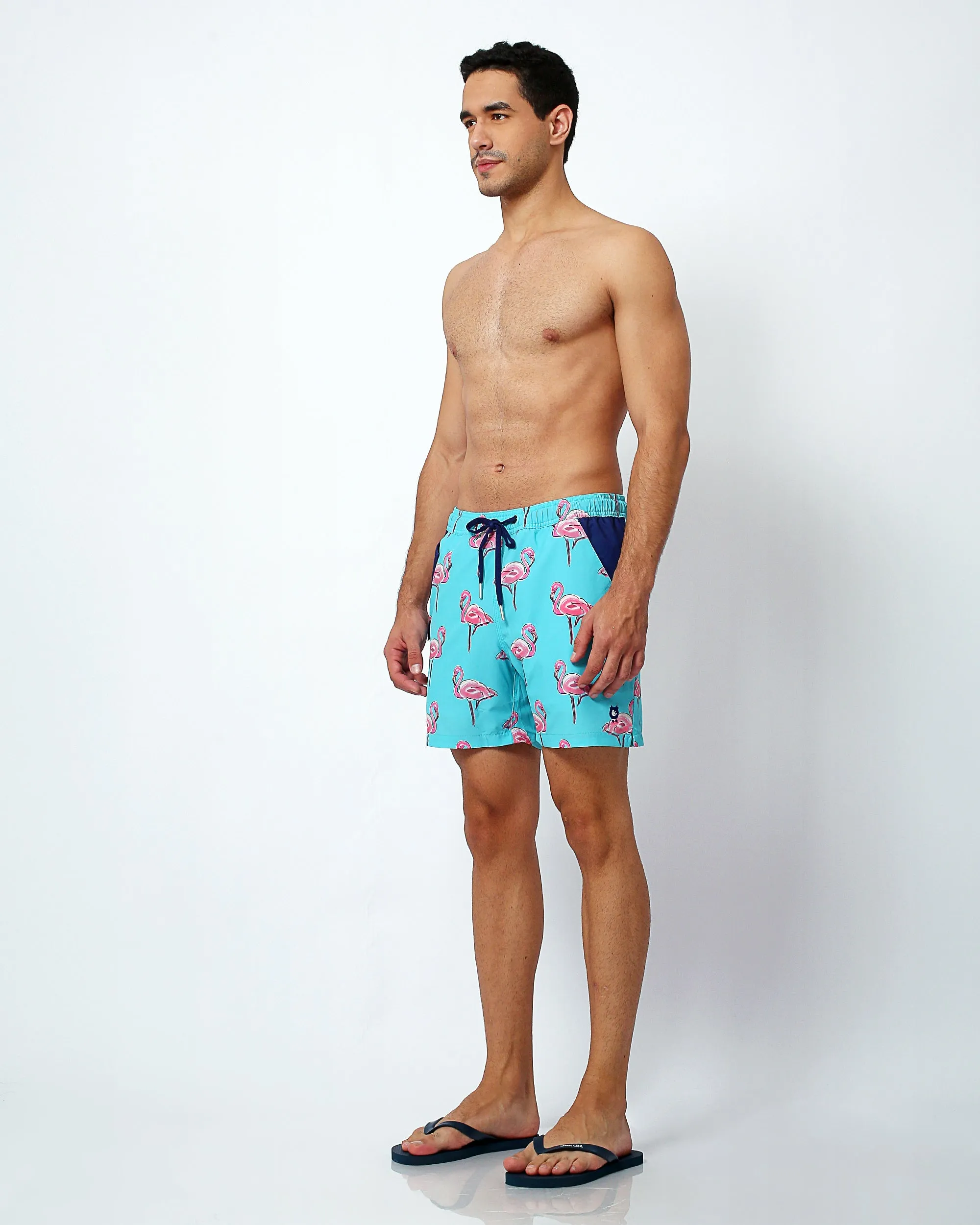 Flamingos - Swim Shorts with Waterproof Pocket