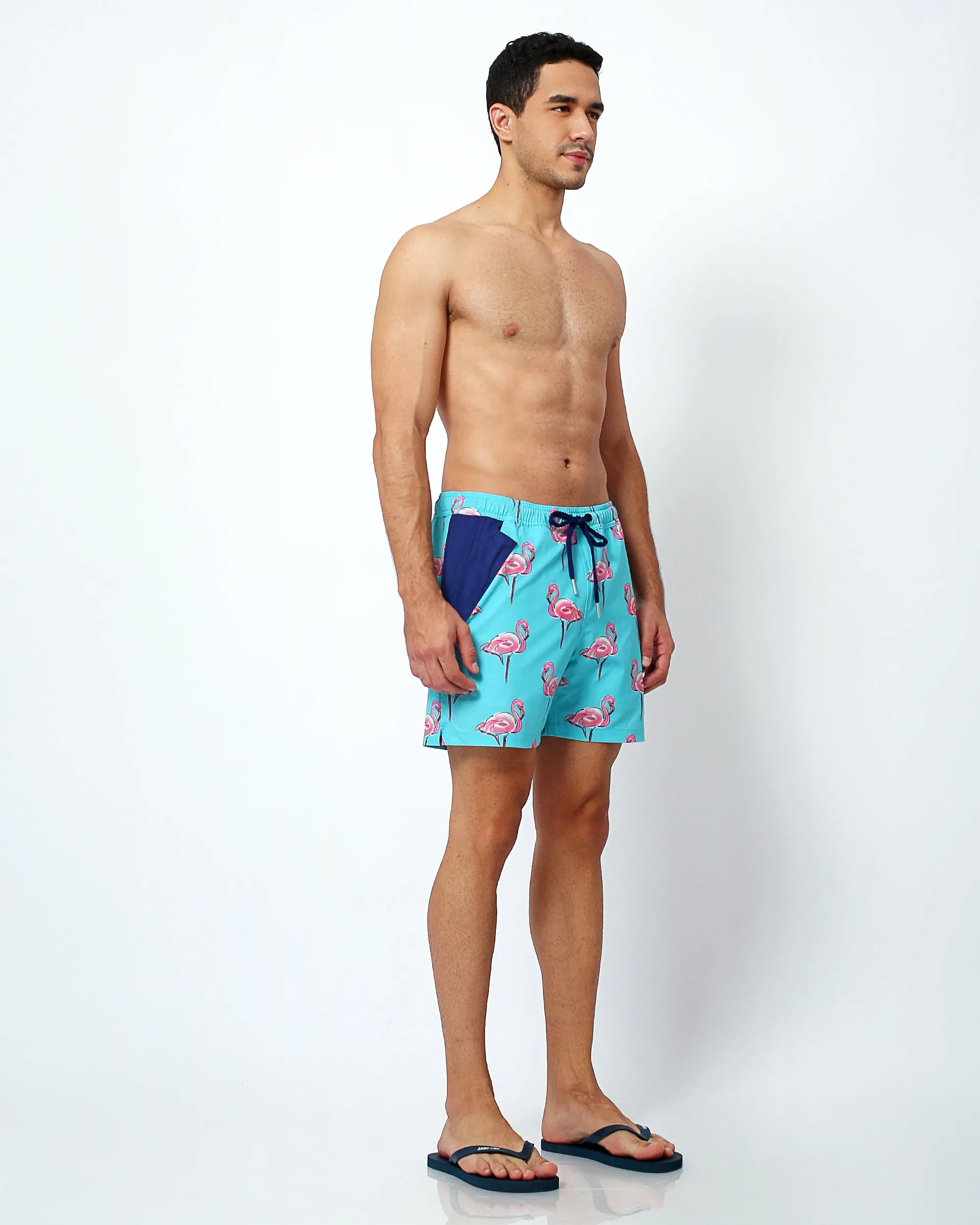 Flamingos - Swim Shorts with Waterproof Pocket