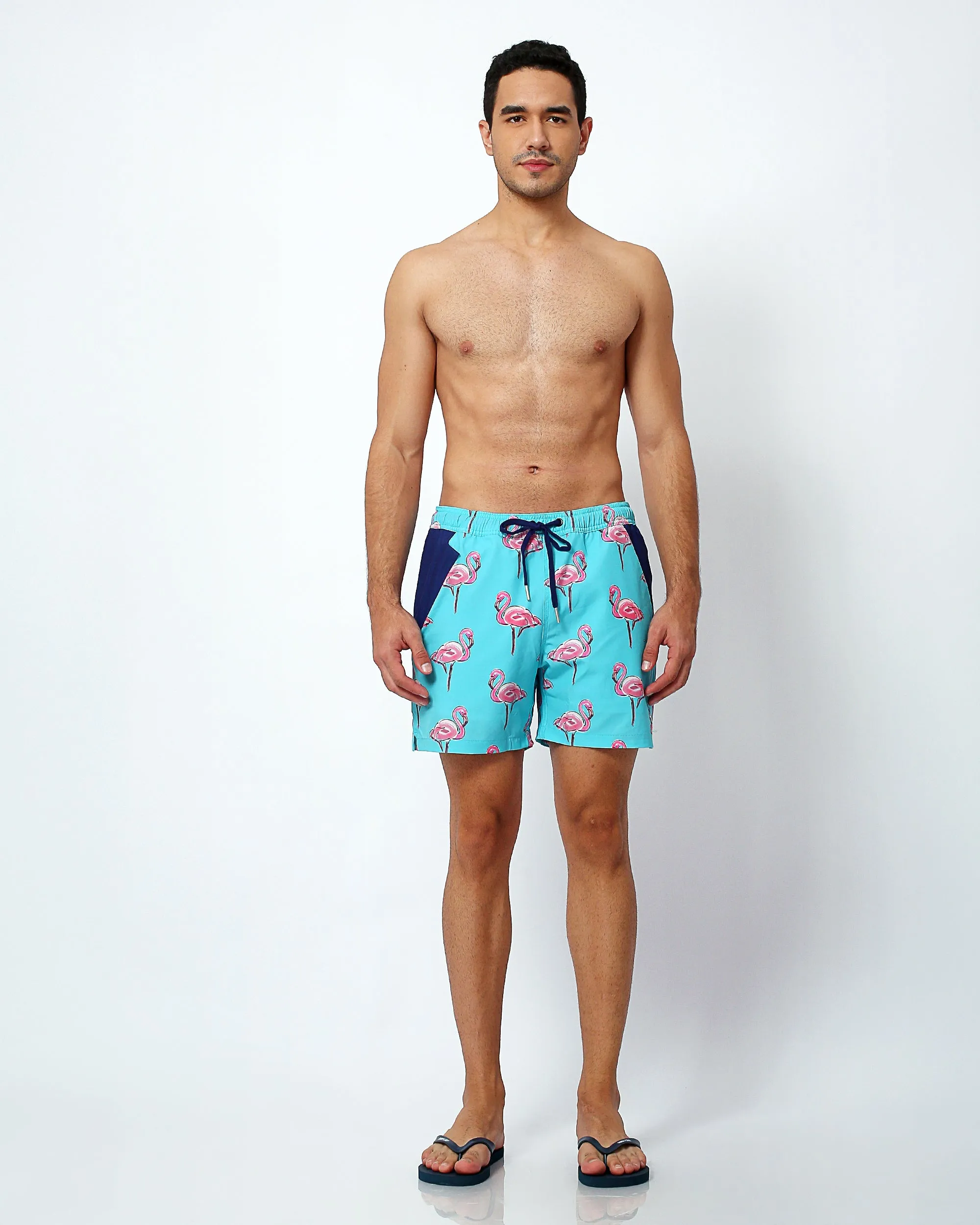 Flamingos - Swim Shorts with Waterproof Pocket