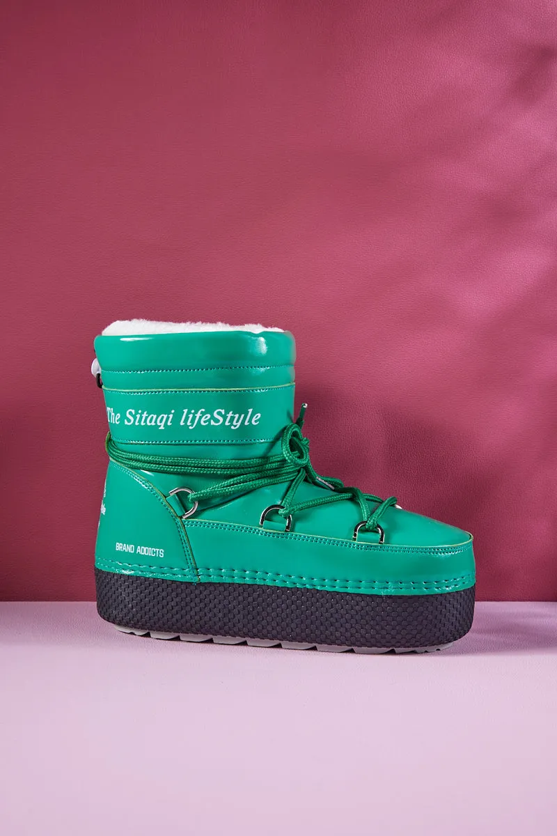 Frozen Princess | Moon Walker Water-Repellent Snow Boot - Turquoise