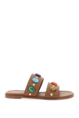 Gianvito rossi "slides with natural stone embell
