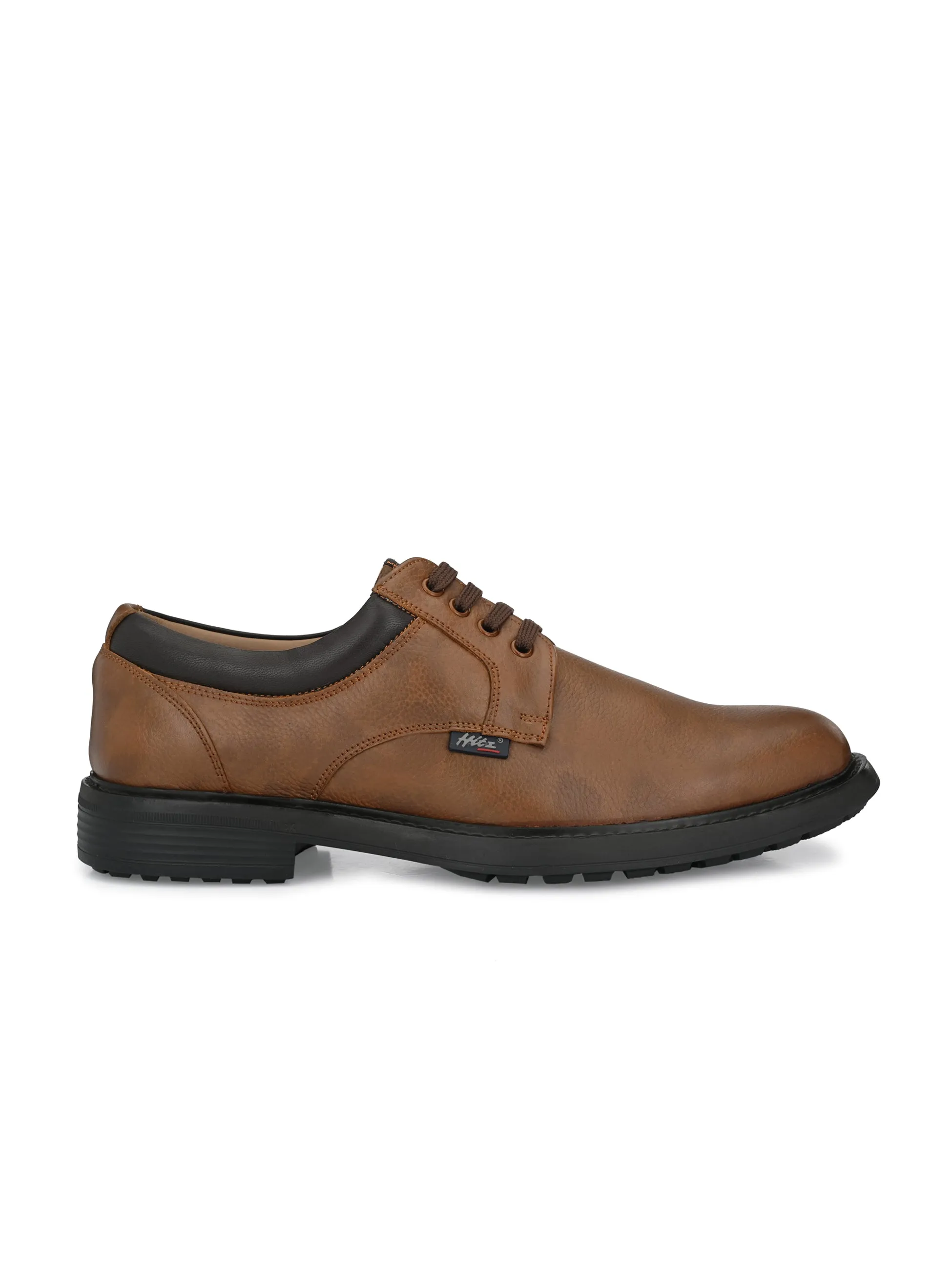 Hitz Men's Tan Derby Leather Shoes