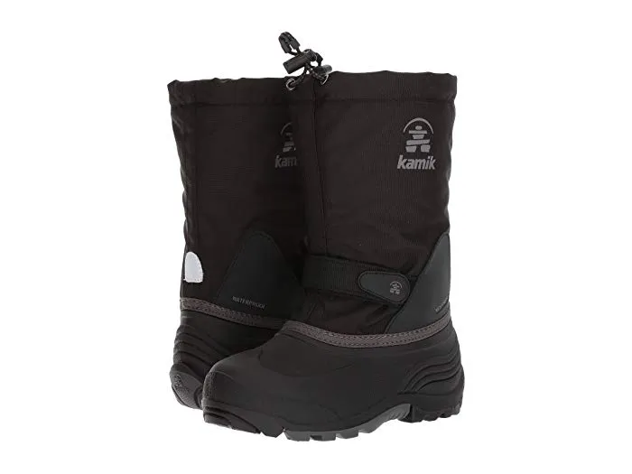 Kamik Kids' Waterbug5 Black Charcoal Rounded Toe Waterproof Round Toe Snow Boots