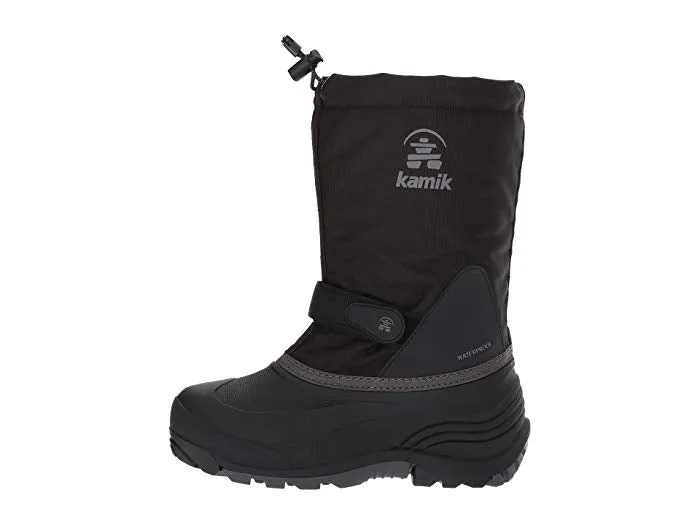 Kamik Kids' Waterbug5 Black Charcoal Rounded Toe Waterproof Round Toe Snow Boots