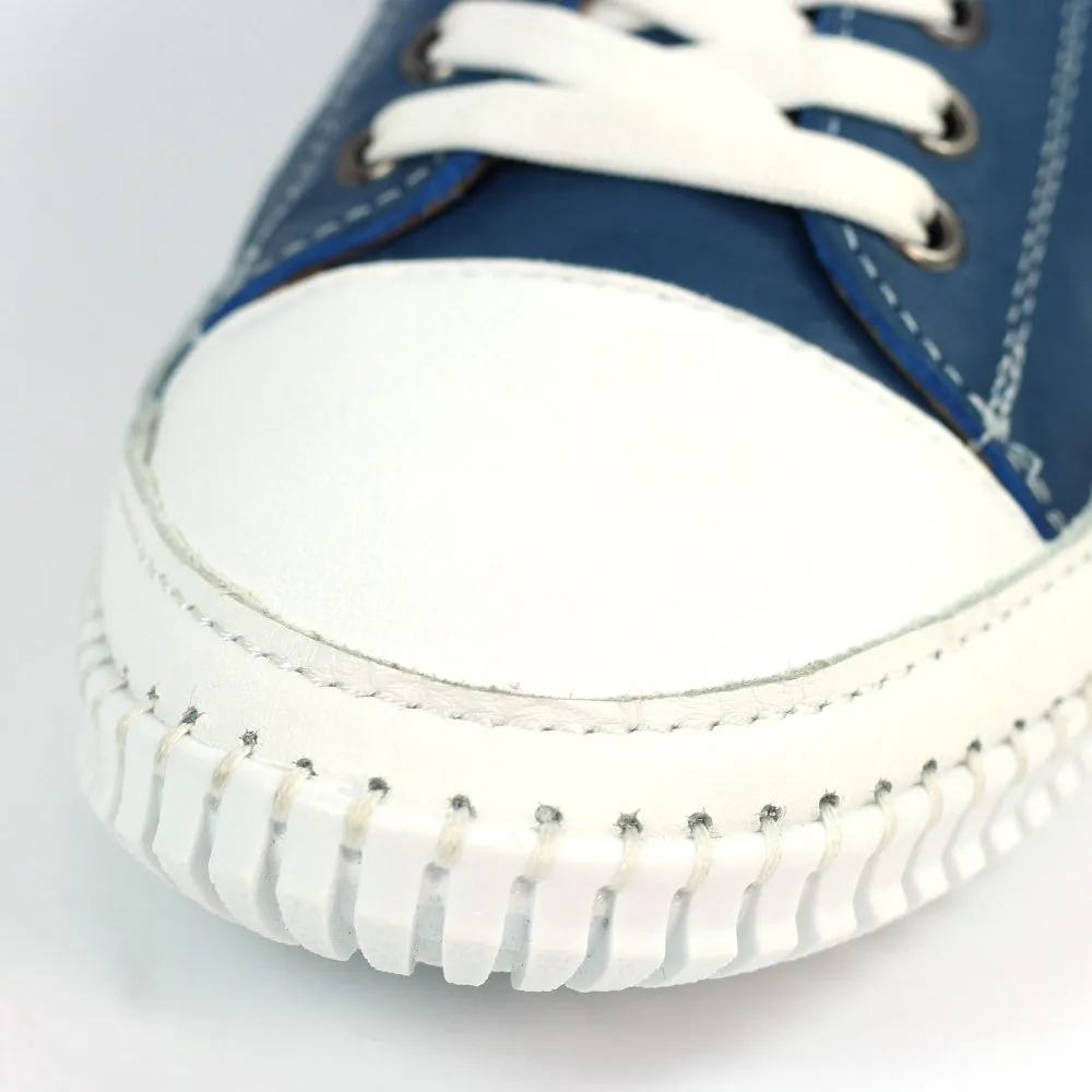 Lunar Women's FLK039 Truffle II Leather Plimsol Sneakers Mid Blue