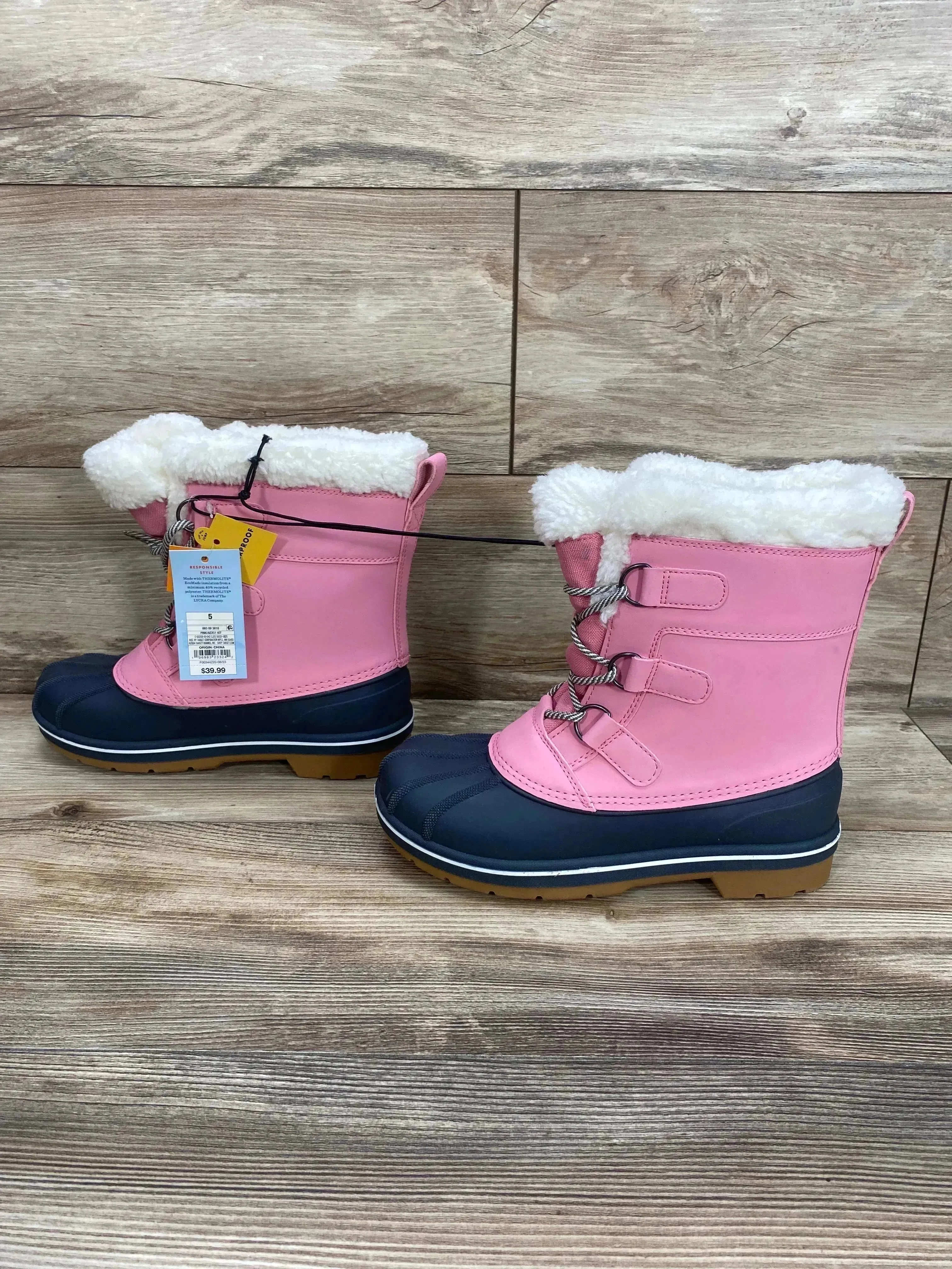 NEW Cat & Jack Kit Winter Boots Pink Sz 5Y