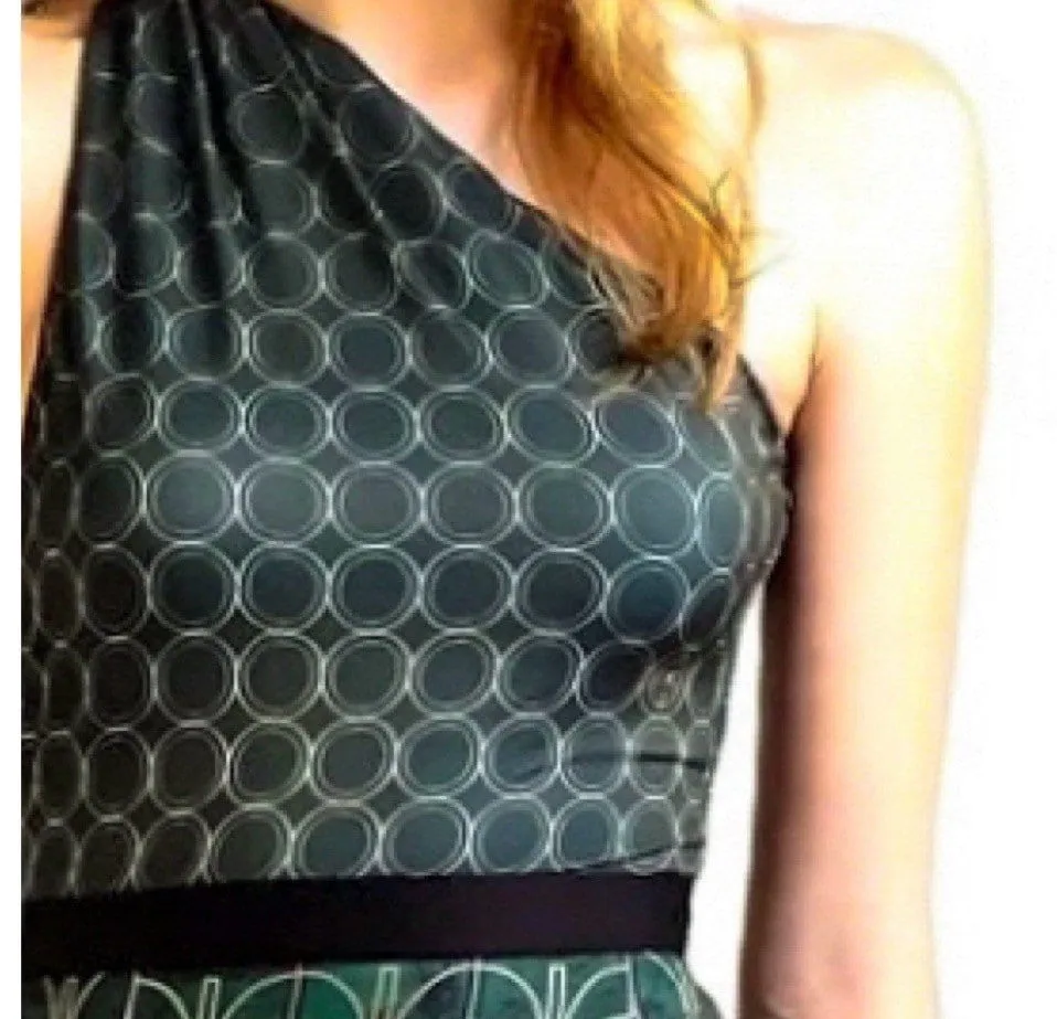 new UPF Black • Jade longsleeve swimsuit S-XL or one-shoulder one piece Emerald • Mist - sz L green gold geometrics modest edgy unique