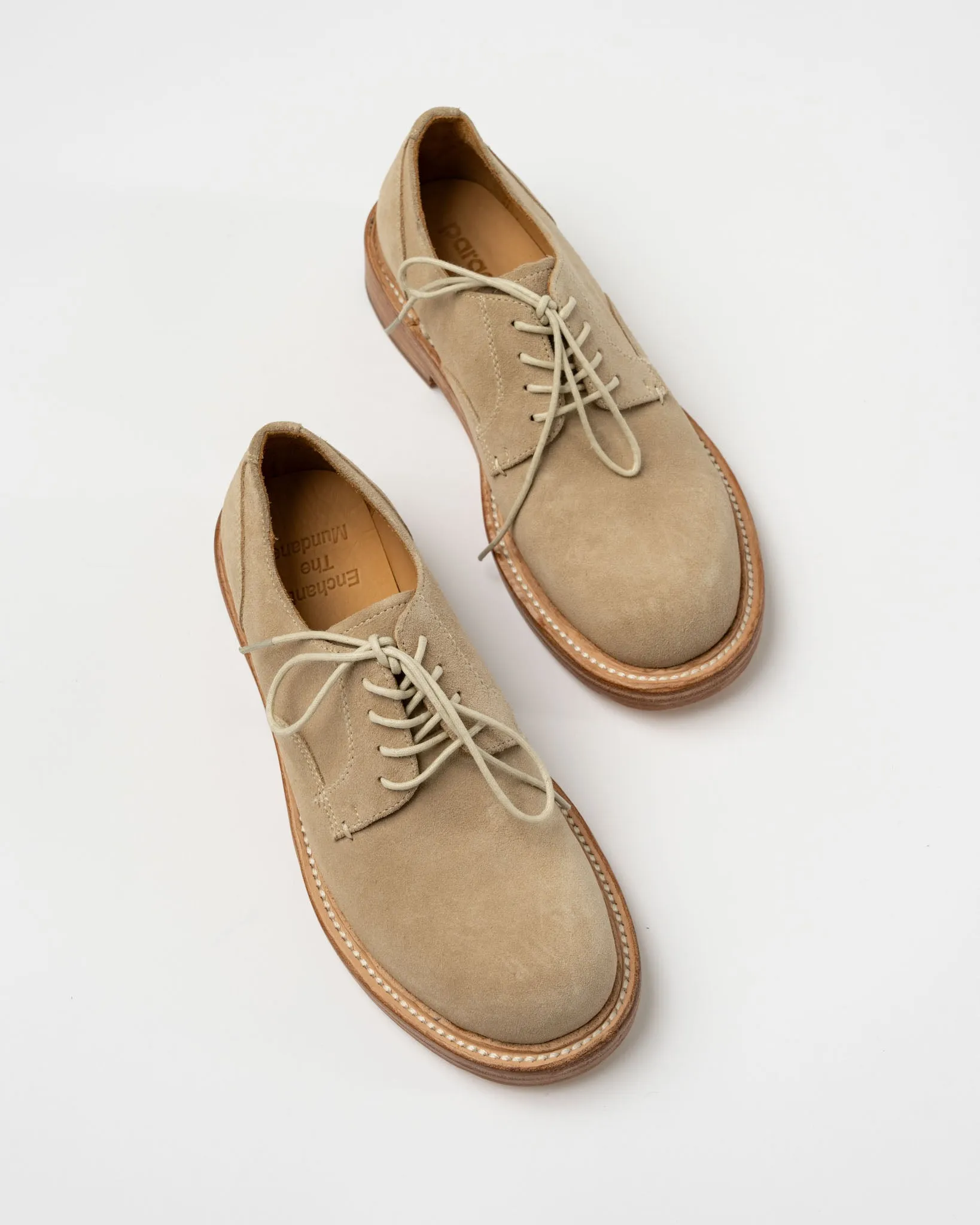 Paracia Mid-Heel Derby Washed Suede Beige