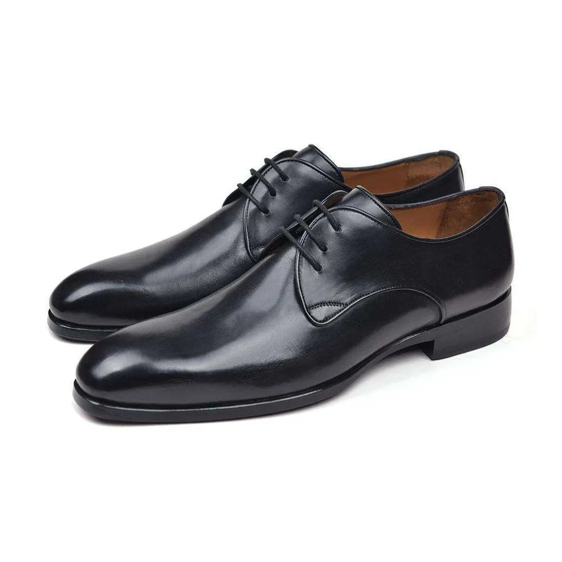 Paul Parkman Handmade Designer Shoes Men's Black Leather Derby Oxfords (PM5509)