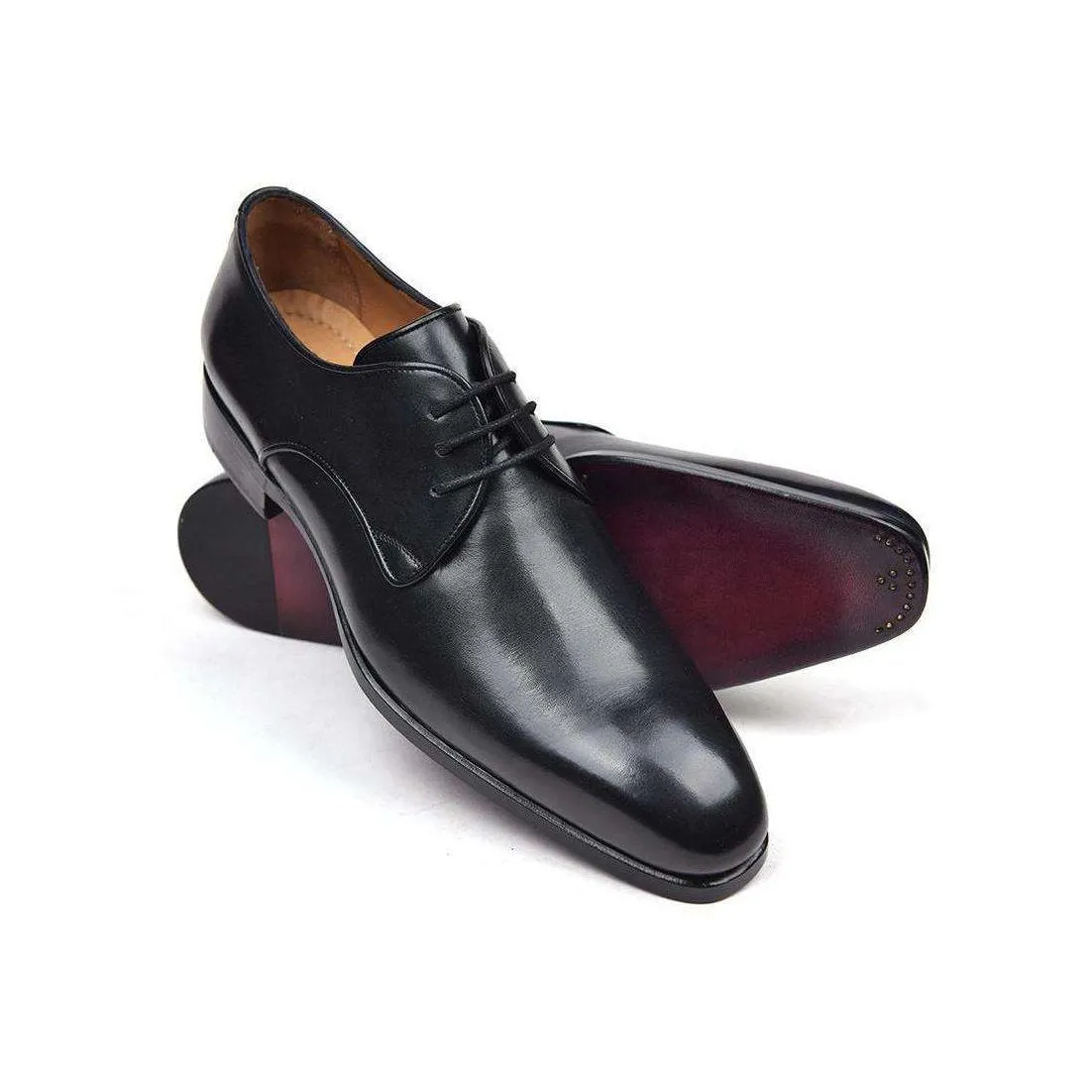 Paul Parkman Handmade Designer Shoes Men's Black Leather Derby Oxfords (PM5509)