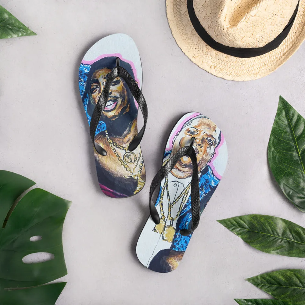 "2 pac n biggie" Flip-Flops "dduffy"