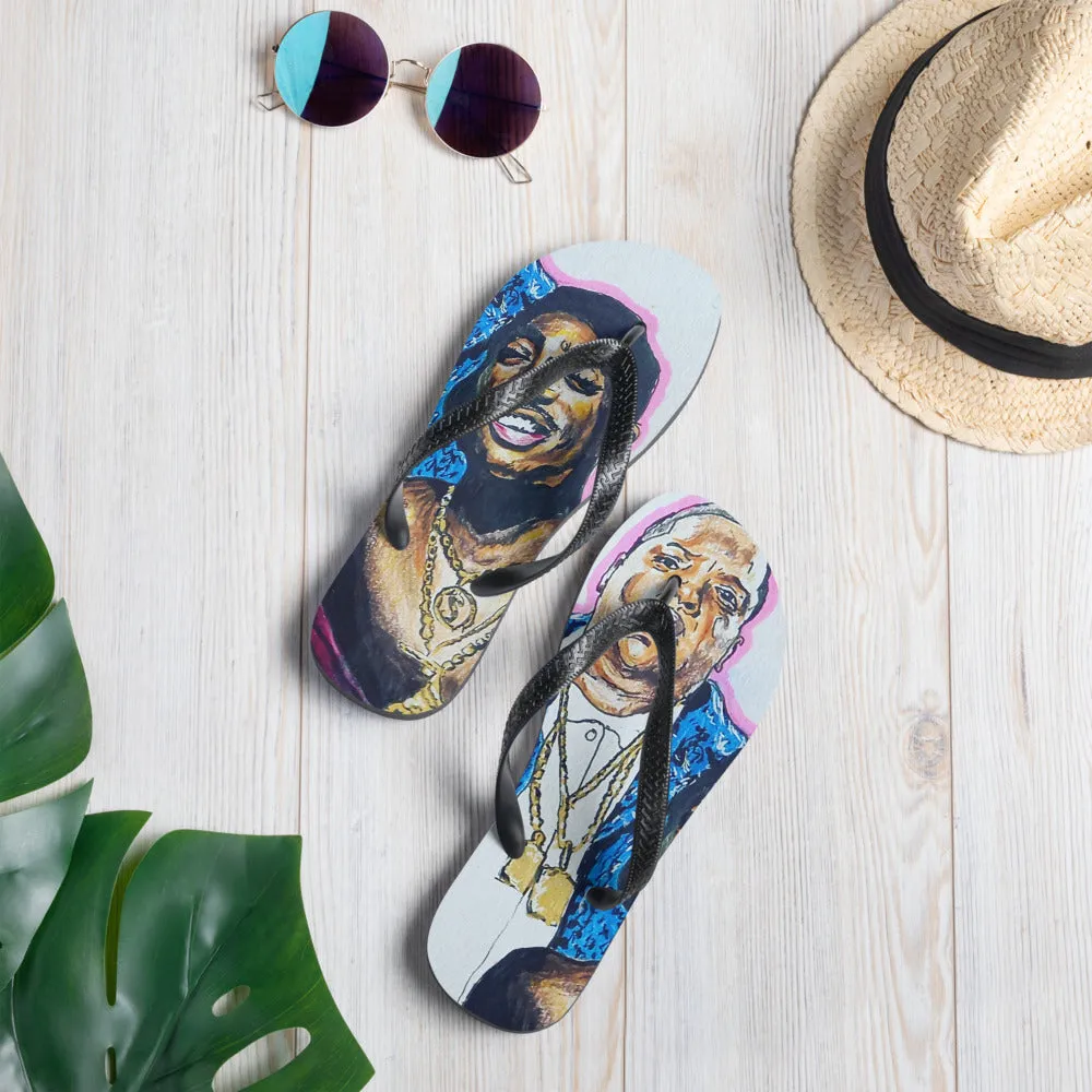 "2 pac n biggie" Flip-Flops "dduffy"