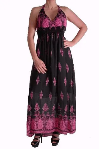 Raquel Patterned Halter Neck Maxi Dress