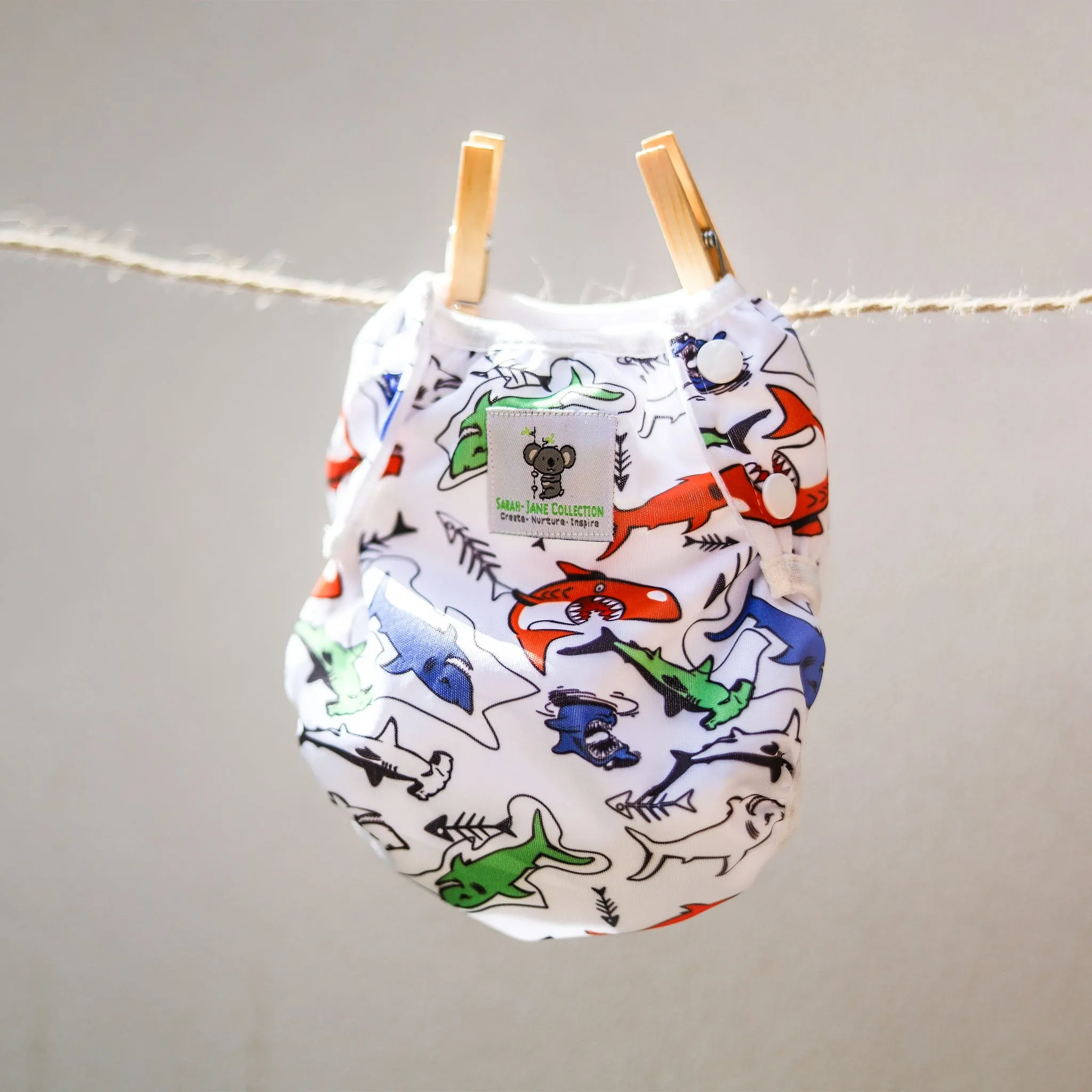 Reusable Swim Nappy Bundle- Set of 2 - Shark & Blue Whale