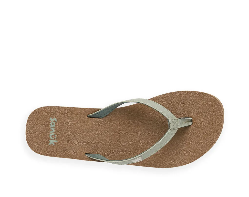 Sanuk Yoga Joy Desert Sage Slip On Rounded Open Toe Flip-Flop Summer Sandal