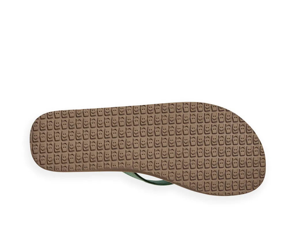 Sanuk Yoga Joy Desert Sage Slip On Rounded Open Toe Flip-Flop Summer Sandal
