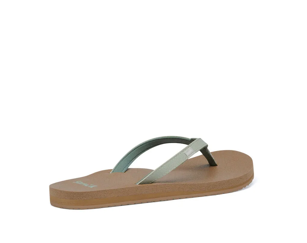 Sanuk Yoga Joy Desert Sage Slip On Rounded Open Toe Flip-Flop Summer Sandal