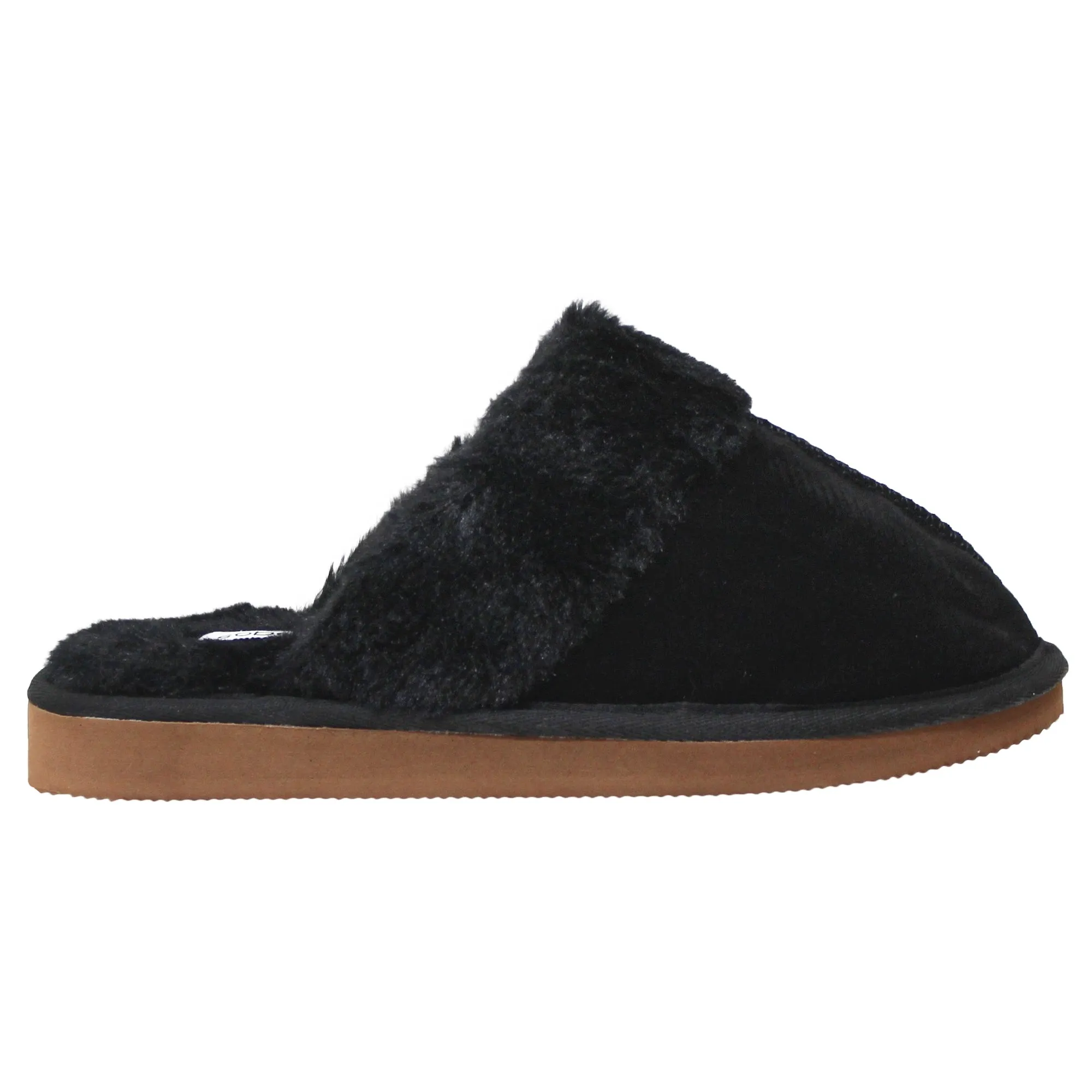 SOBEYO Furry Clog Slippers Indoor/Outdoor Fur Lining Black Suede