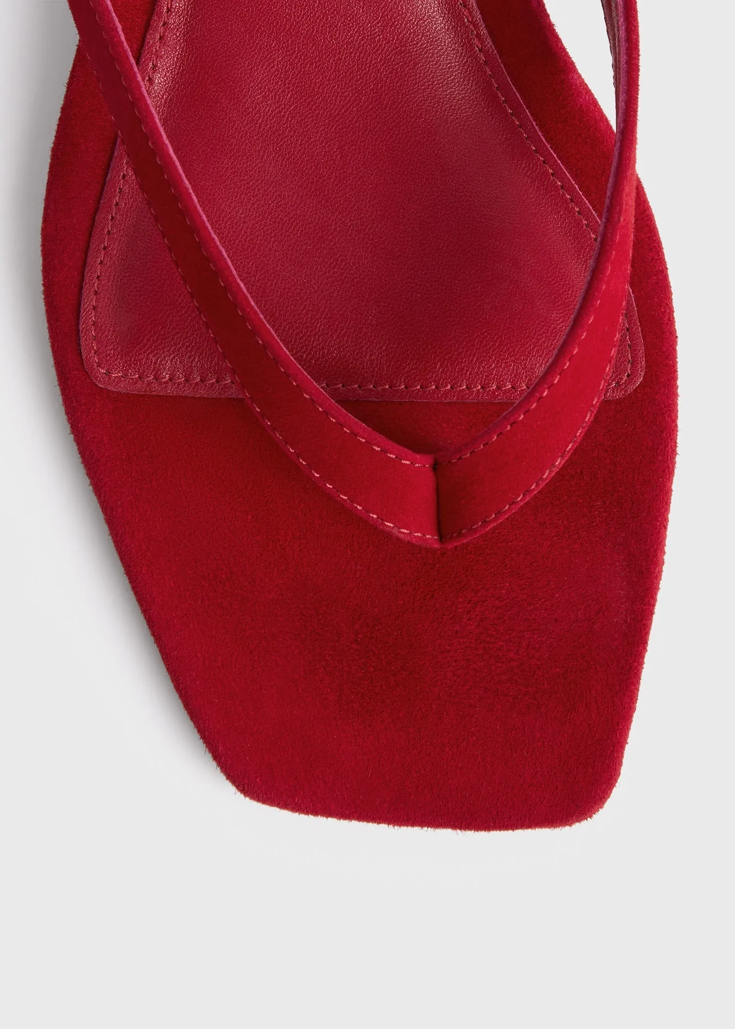 Suede heeled flip flops scarlet