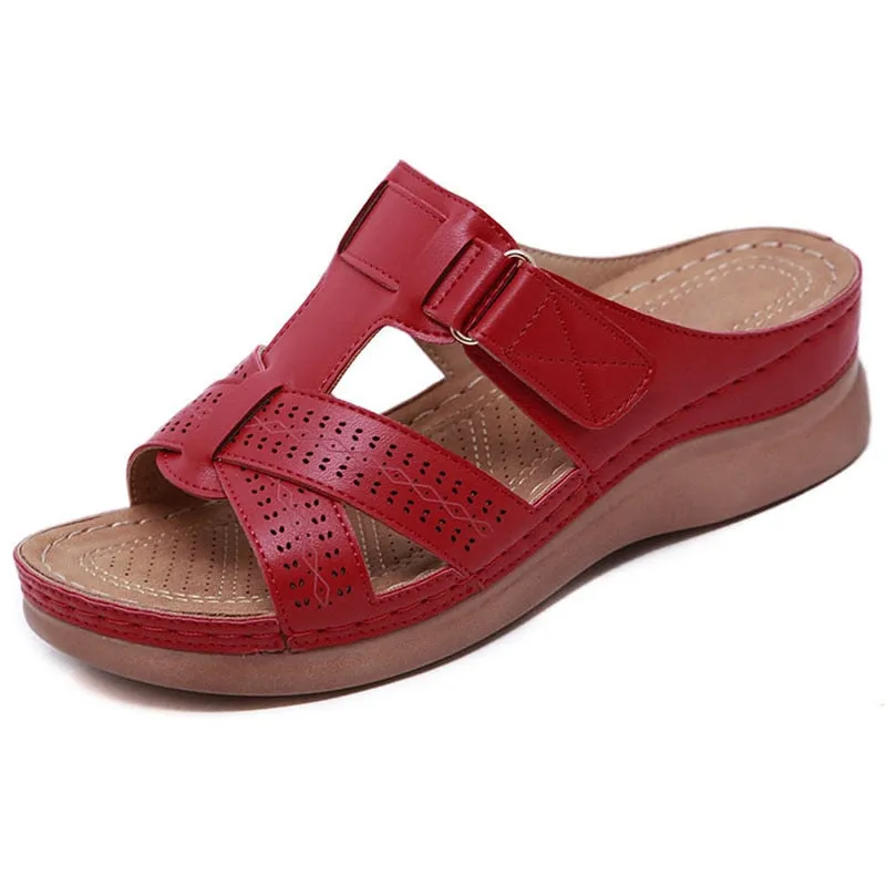 Summer Women Wedge Sandals Premium Orthopedic Open Toe Sandals Vintage Anti-slip Leather Casual Female Platform Retro Shoes