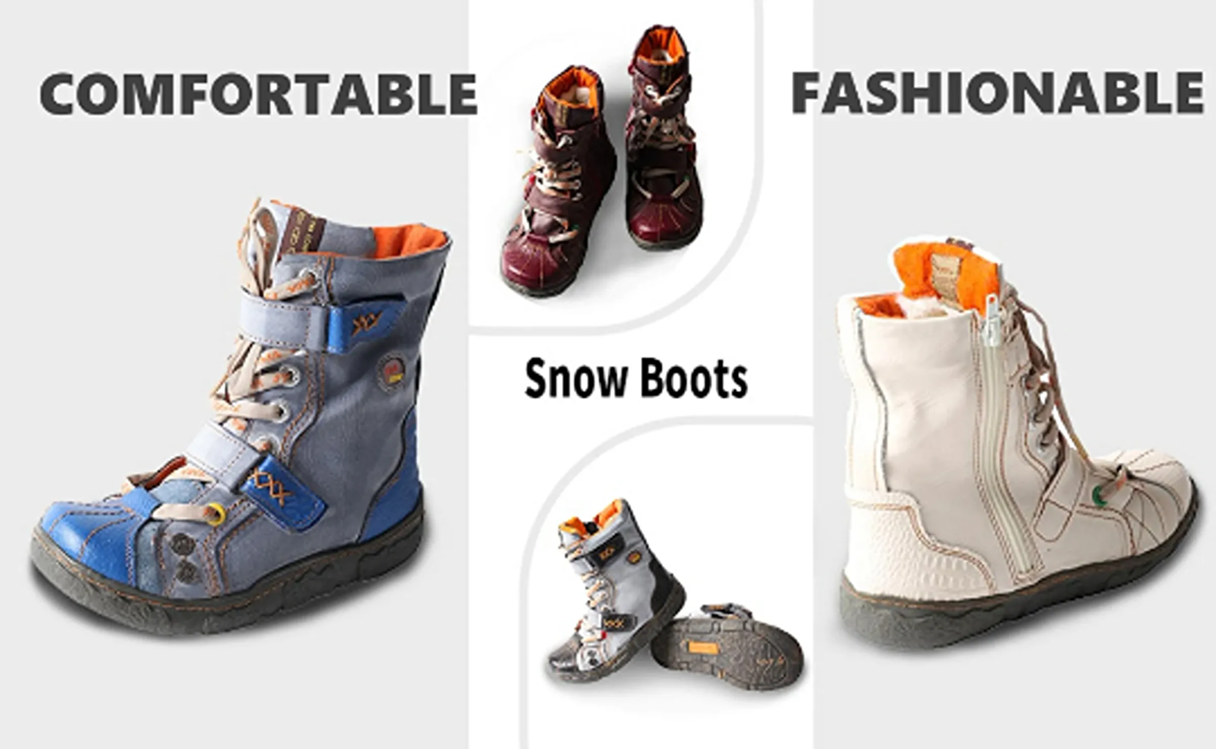 Women's Double Strapped Washed Hand-Stitched Leather/Suede Comfortable Warm Huggy Style Winter Boots