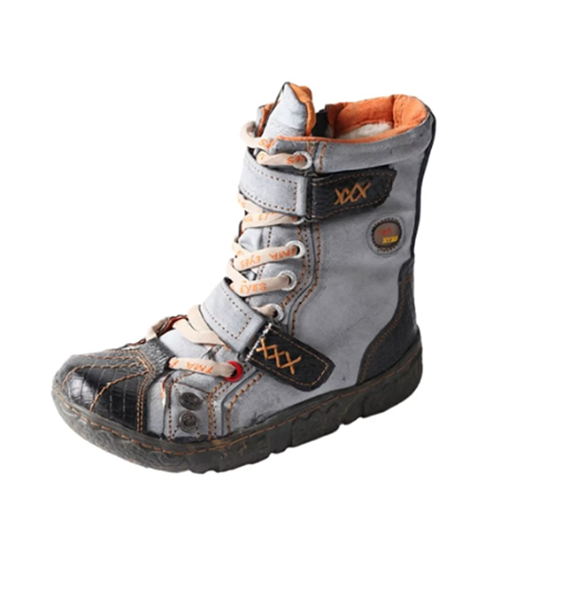 Women's Double Strapped Washed Hand-Stitched Leather/Suede Comfortable Warm Huggy Style Winter Boots