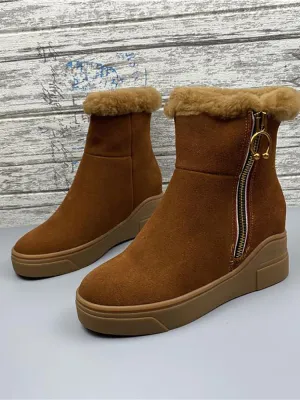 Womens Winter Suede Fur lining Warm boots High Platform winter ankle boots