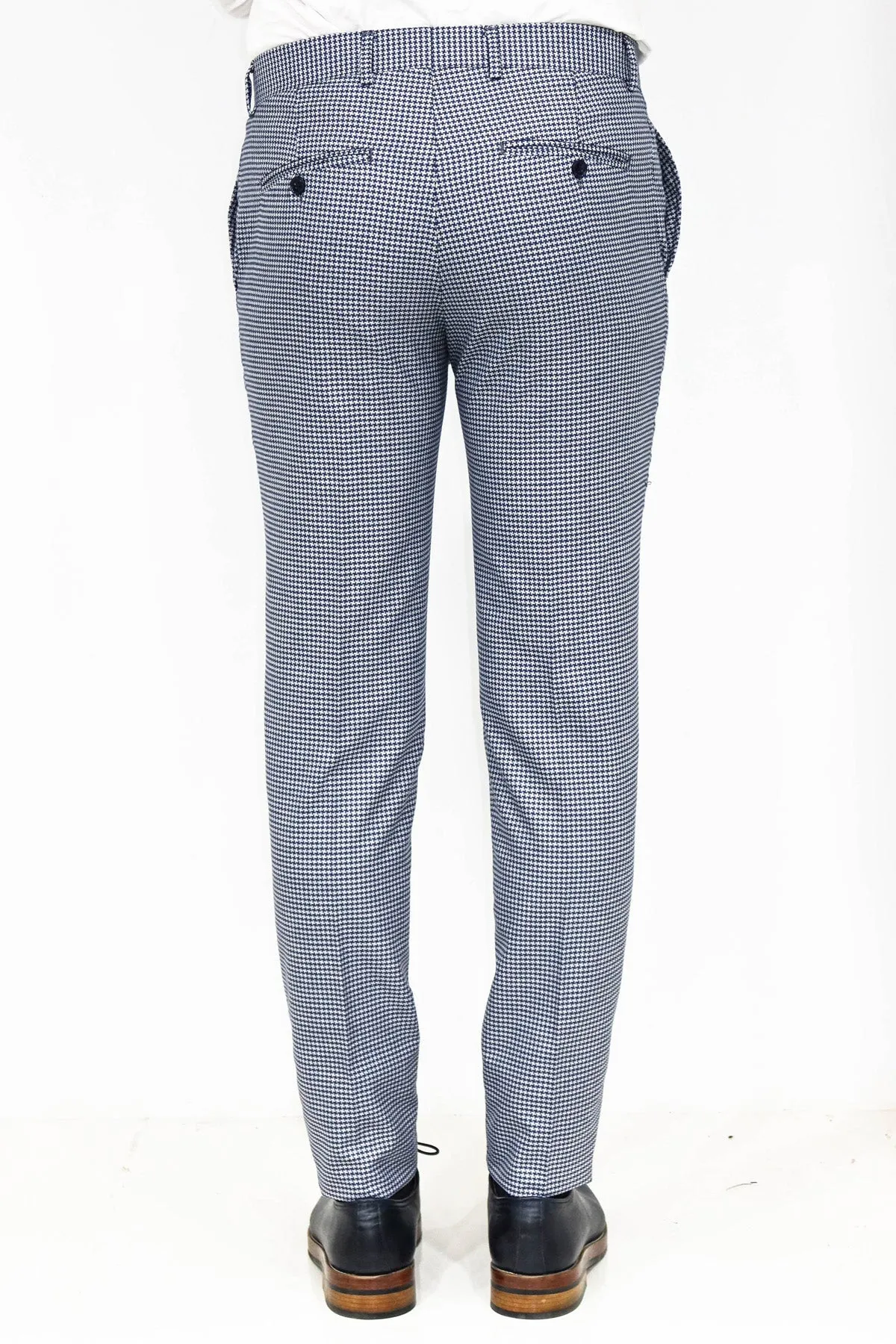 WSS Houndstooth Patterned Blue Men Pants  - Singen